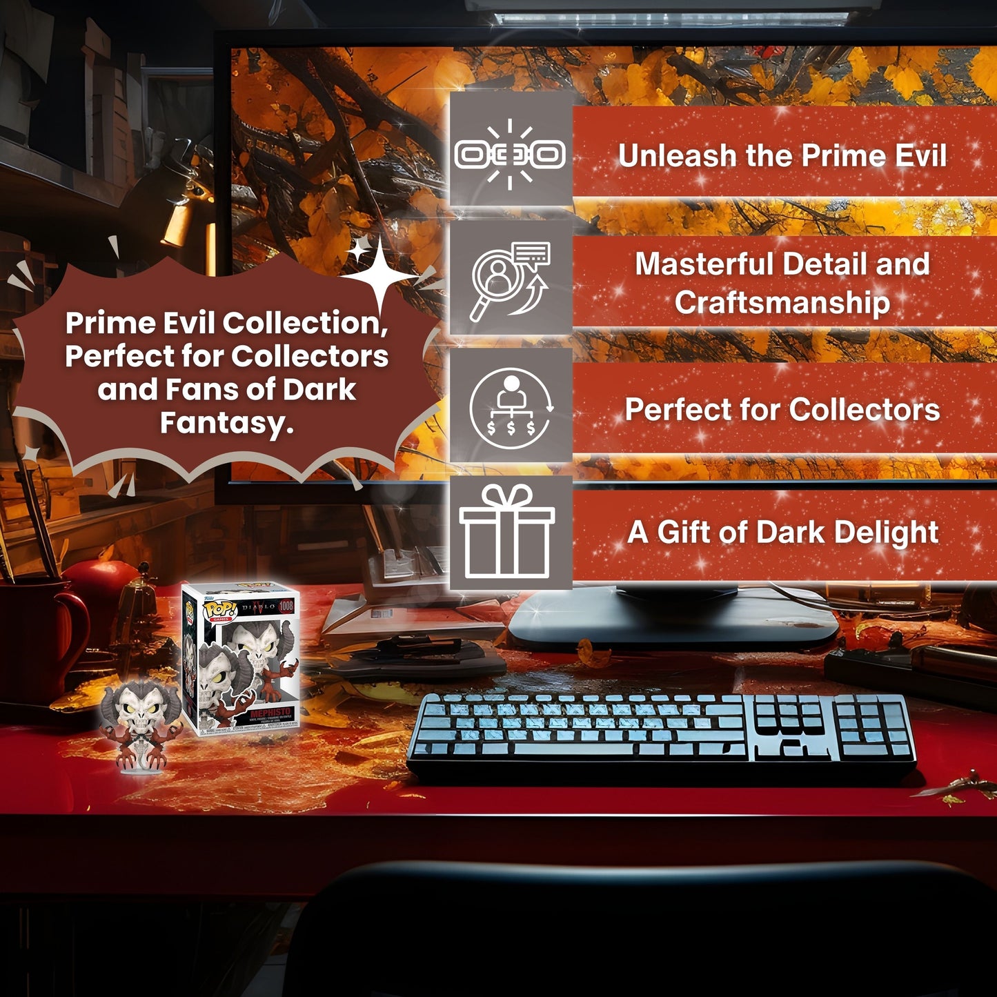 Mephisto Funko Pop! Games Diablo IV - Approx. 4 1/2" Collectible Prime Evil Vinyl Figure #1008 with Display Box Protector Case