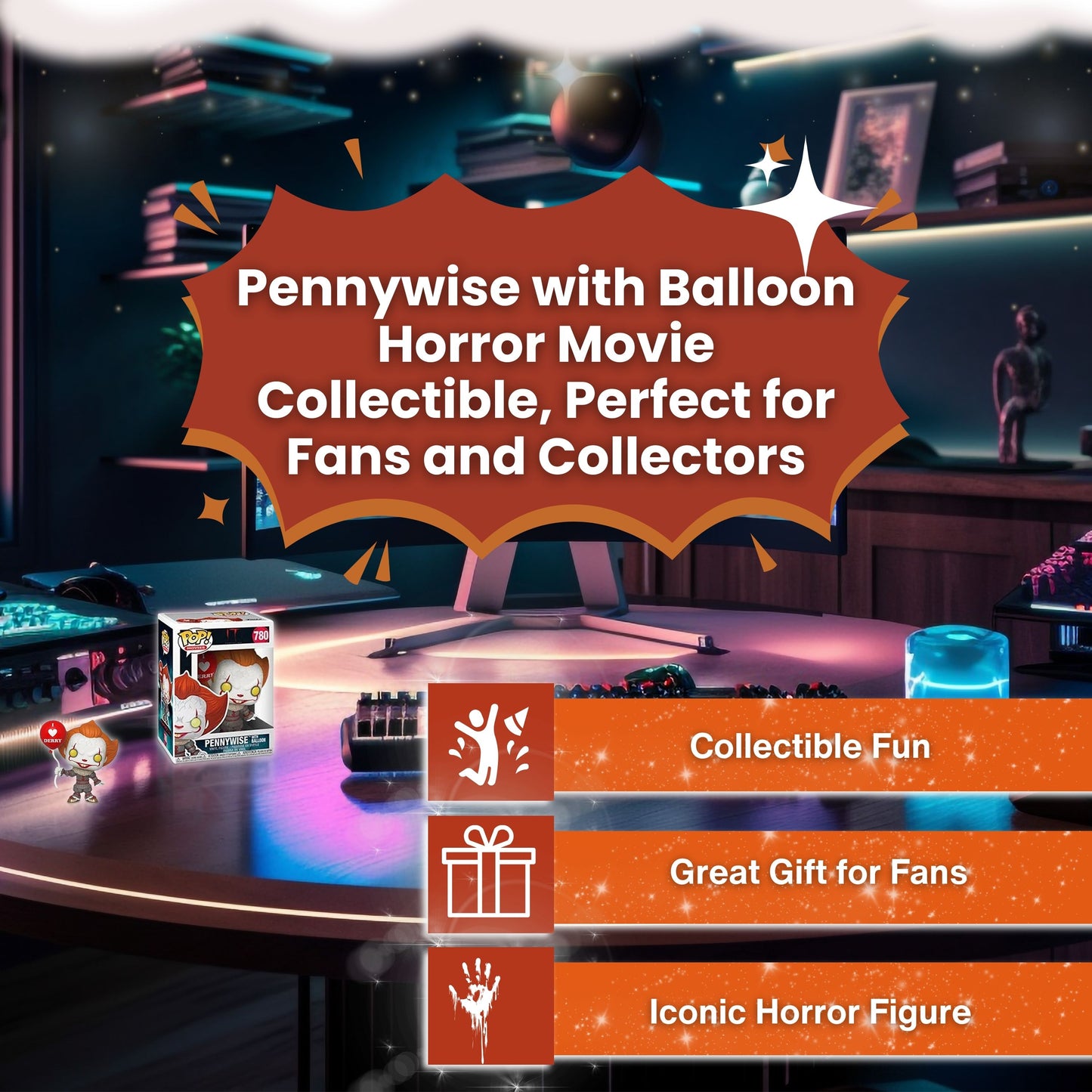 Pennywise with Balloon Funko Pop! Movies IT Chapter Two - Approx. 3 3/4" Collectible Vinyl Figure #780 with Display Box Protector Case
