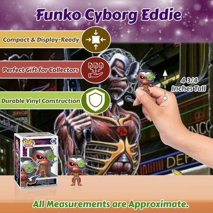 Cyborg Eddie Funko Pop! Rocks Iron Maiden - Approx. 4 3/4" Collectible Vinyl Figure #438 with Display Box Protector Case