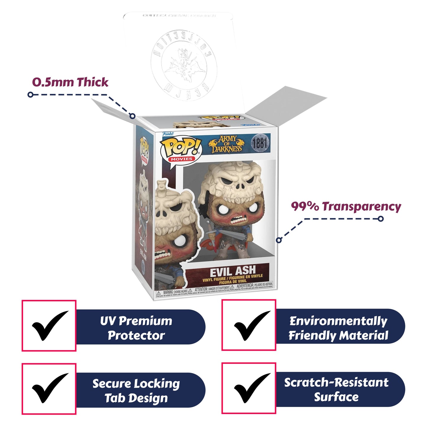Evil Ash Funko Pop! Movies Army of Darkness - Approx. 4 3/4" Collectible Vinyl Figure #1881 Bundled with Display Box Protector Case