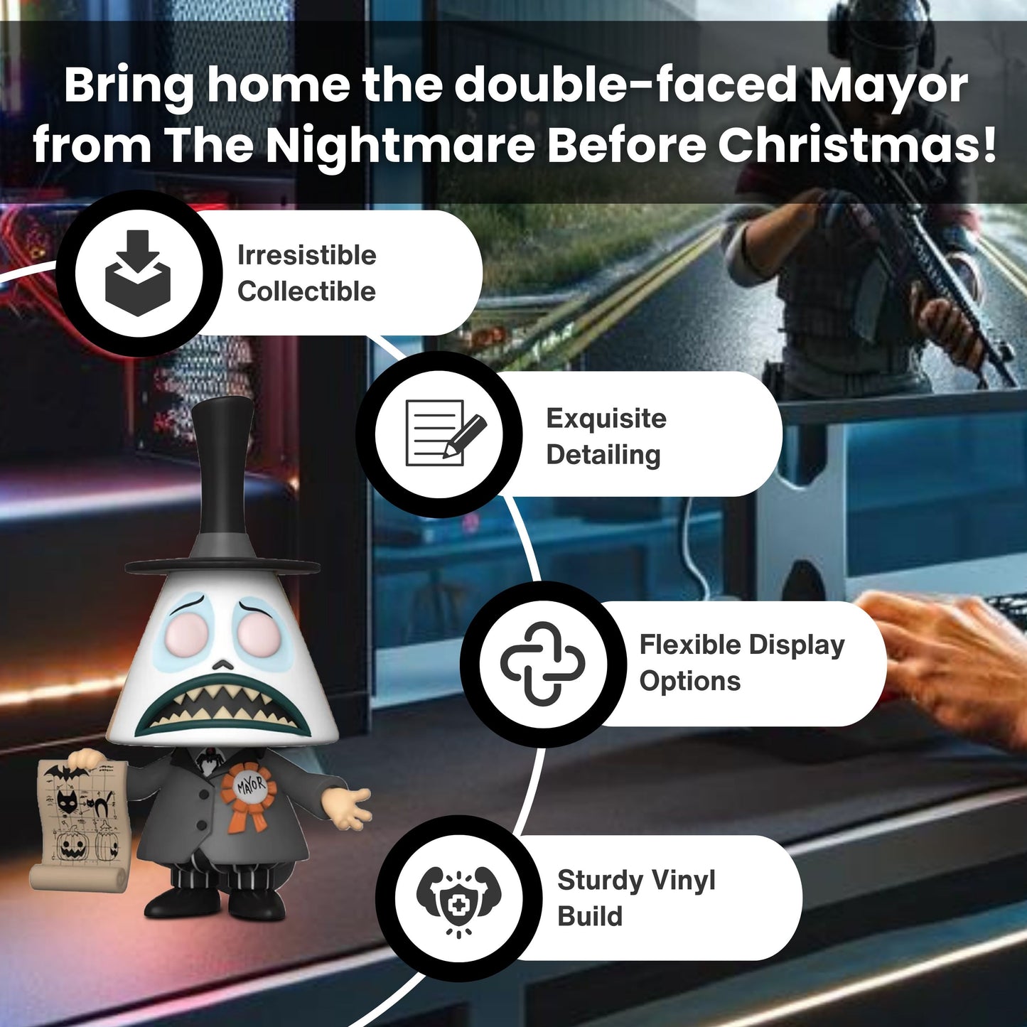 Mayor with Megaphone Funko Pop! Disney: The Night Before Christmas - Approx.3 3/4" Collectible Chase Limited Edition Vinyl Figure #807 with Display Box Protector Case