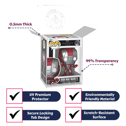 Iron Man (Mark 5) Funko Pop! Marvel Studios MCU Archives The Infinity Saga - Approx. 4" Collectible Vinyl Figure #1474 Bundled with Display Box Protector Case