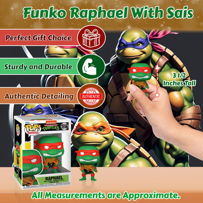 Raphael with Sais Funko Pop! Television: Nickelodeon Teenage Mutant Ninja Turtles - Approx. 3 1/2" Collectible Vinyl Figure #1556 with Display Box Protector Case