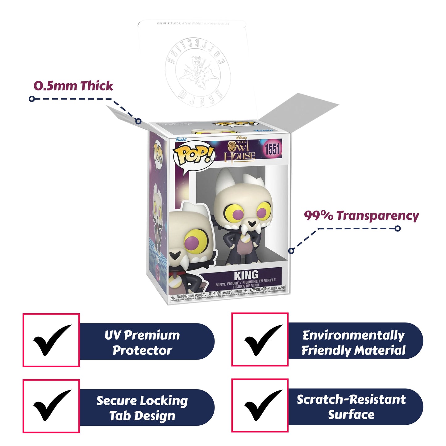 King Funko Pop! Disney The Owl House - Approx. 3 3/4" Collectible Vinyl Figure #1551 with Display Box Protector Case