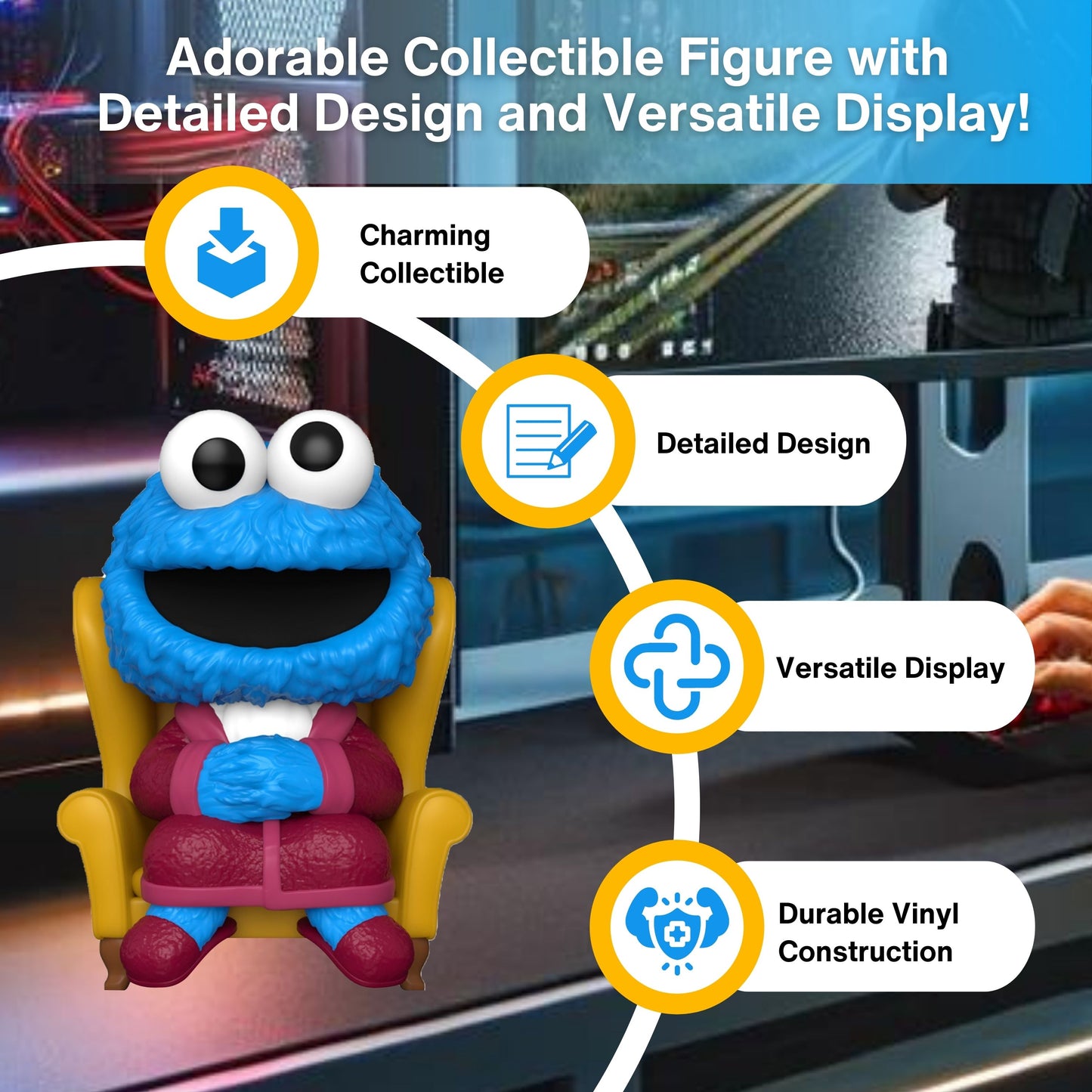 Cookie Monster as Alistair Cookie Funko Pop! Television: Sesame Street - Approx. 4" Collectible Vinyl Figure #1609 in Window Display Box