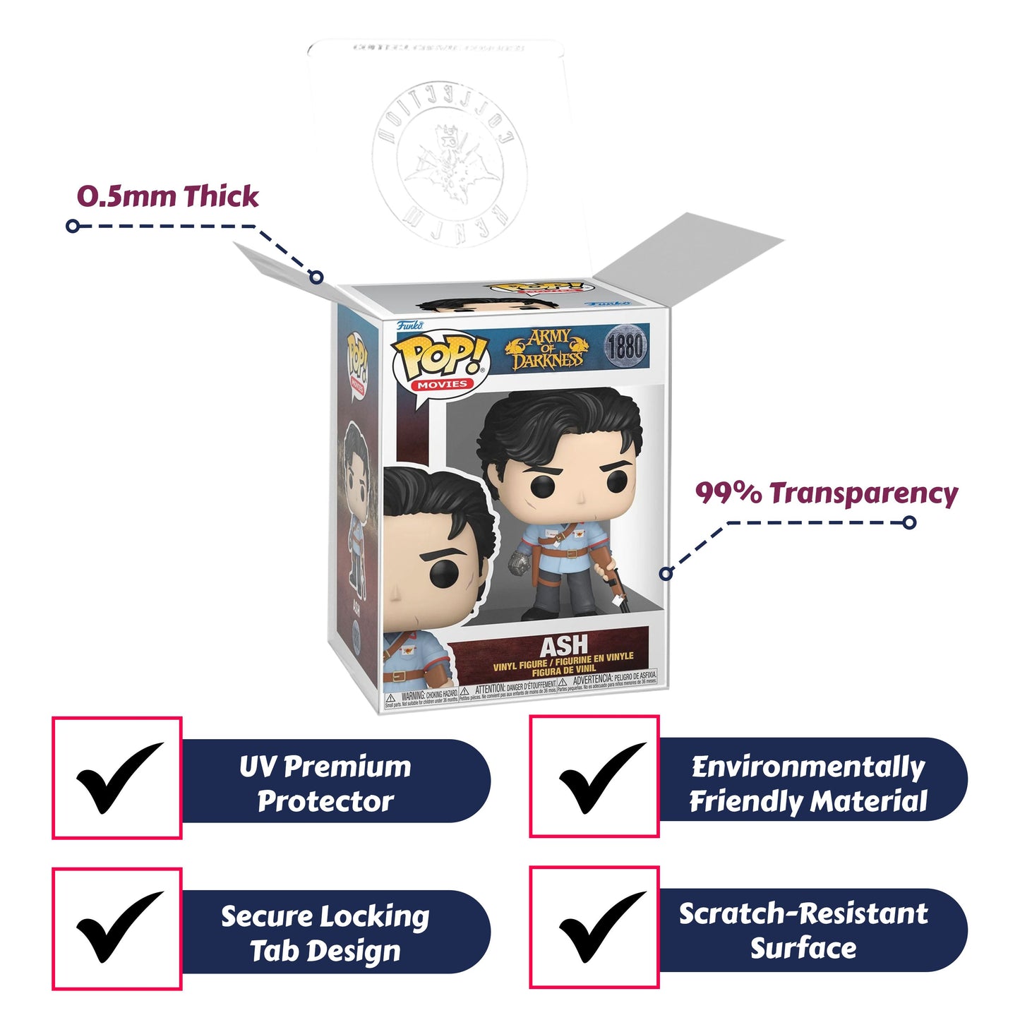Ash with Boomstick Funko Pop! Movies Army of Darkness - Approx. 4" Collectible Vinyl Figure #1880 Bundled with Display Box Protector Case