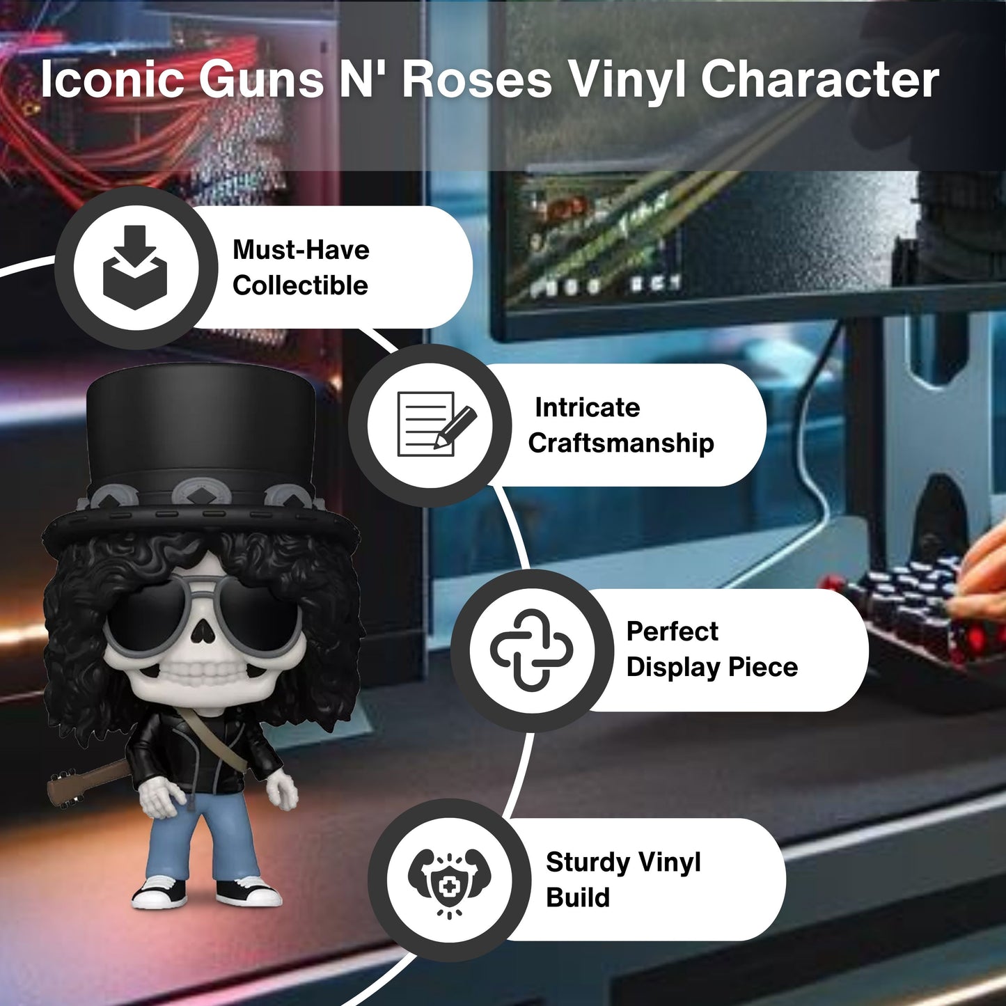 Slash Skeleton Funko Pop! Rocks Guns N Roses – Iconic Rock Guitarist - Approx. 3.95" Collectible Exclusive Vinyl Figure #402 with Display Box Protector Case