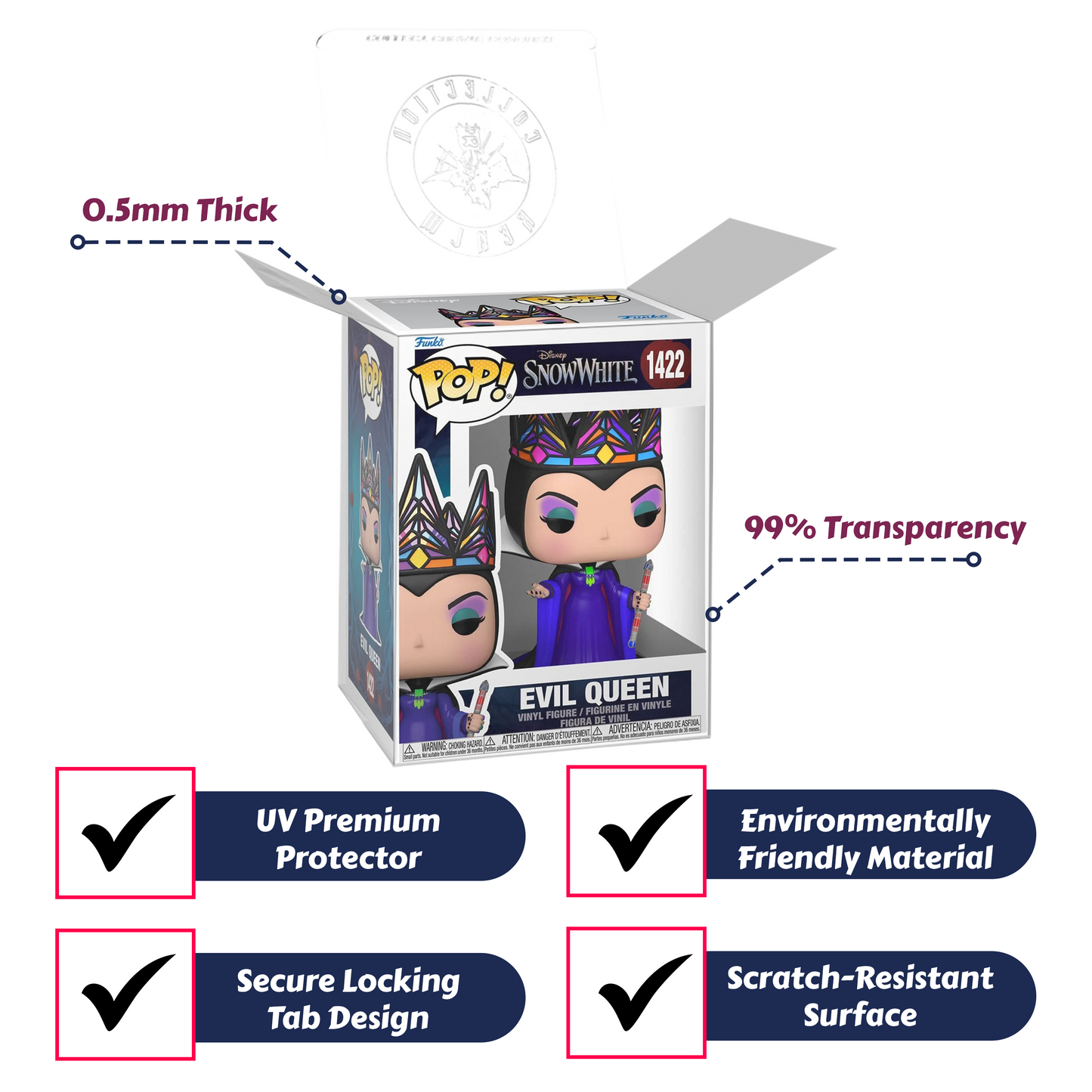 Evil Queen with Wand Funko Pop! Disney Snow White Live Action - Approx. 5" Collectible Vinyl Figure #1422 Bundled with Display Box Protector Case