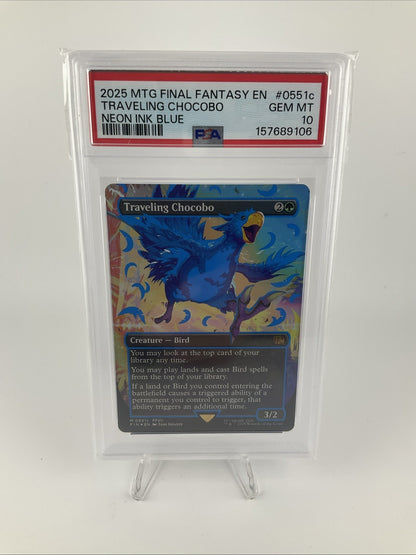 2025 MTG FINAL FANTASY COLORFUL CHOCOBOS-NEON INK BLUE TRAVELING CHOCOBO PSA 10