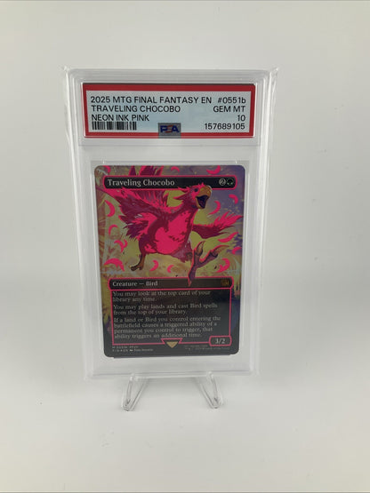 2025 MTG FINAL FANTASY COLORFUL CHOCOBOS-NEON INK PINK TRAVELING CHOCOBO PSA 10