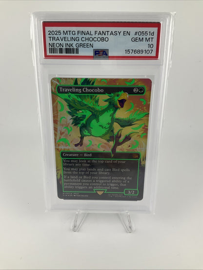 2025 Magic MTG Traveling Chocobo Neon Ink Green Final Fantasy PSA 10 #0551d