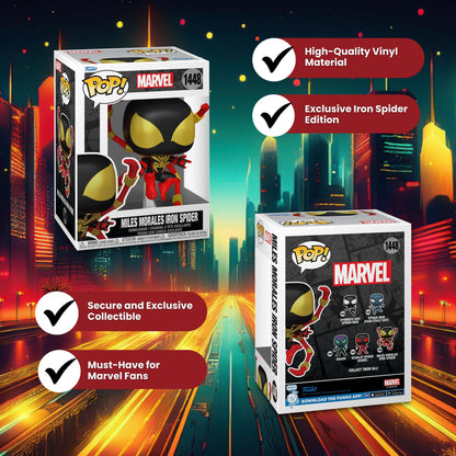 Miles Morales Iron Spider Funko Pop! Marvel Spider-Man Comics - Approx. 4 1/2" Collectible Vinyl Figure #1448 with Display Box Protector Case