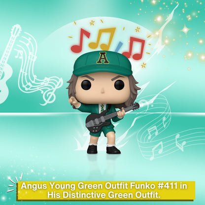 Angus Young Green Outfit Funko Pop! Rocks AC/DC - Approx. 4" Collectible Vinyl Figure #411 with Display Box Protector Case