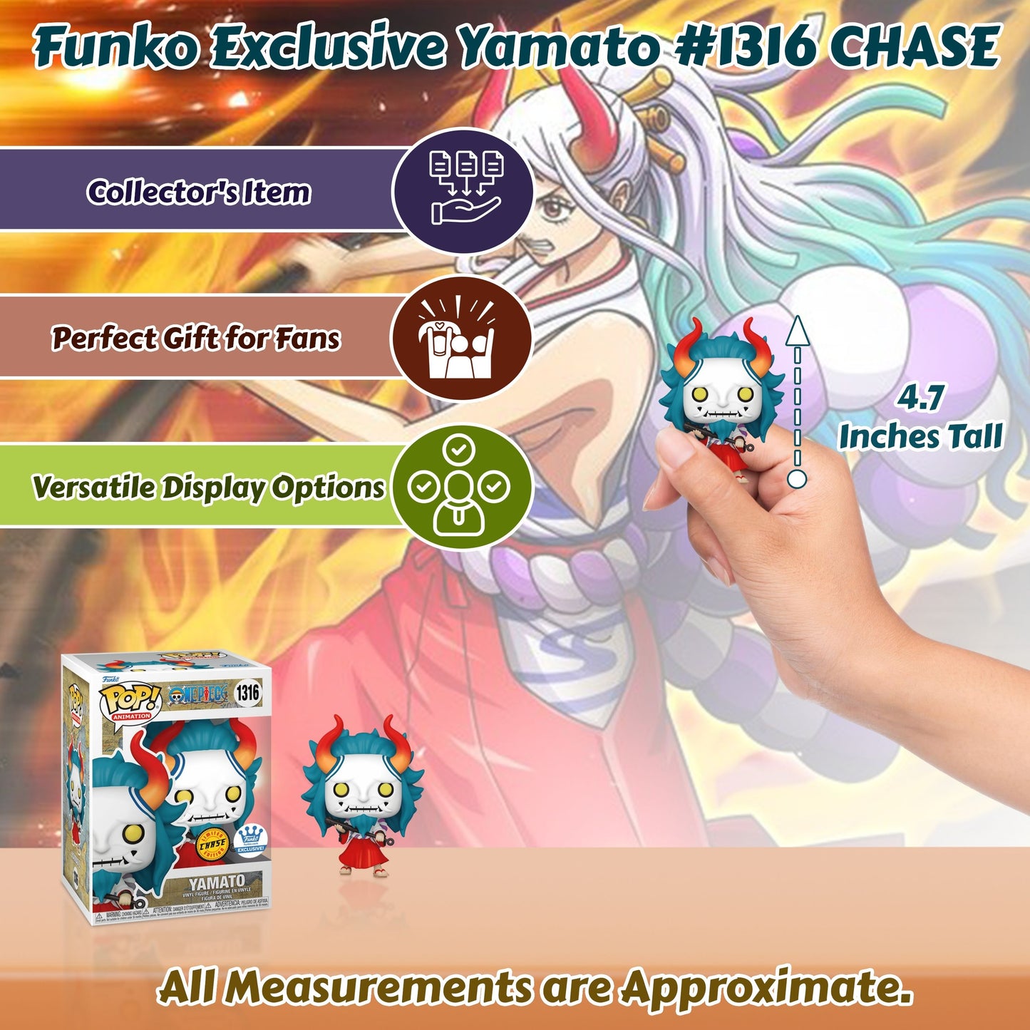 Yamato #1316 Funko Pop! Animation One Piece - Approx. 4.7" Collectible Exclusive Chase Limited Vinyl Figure