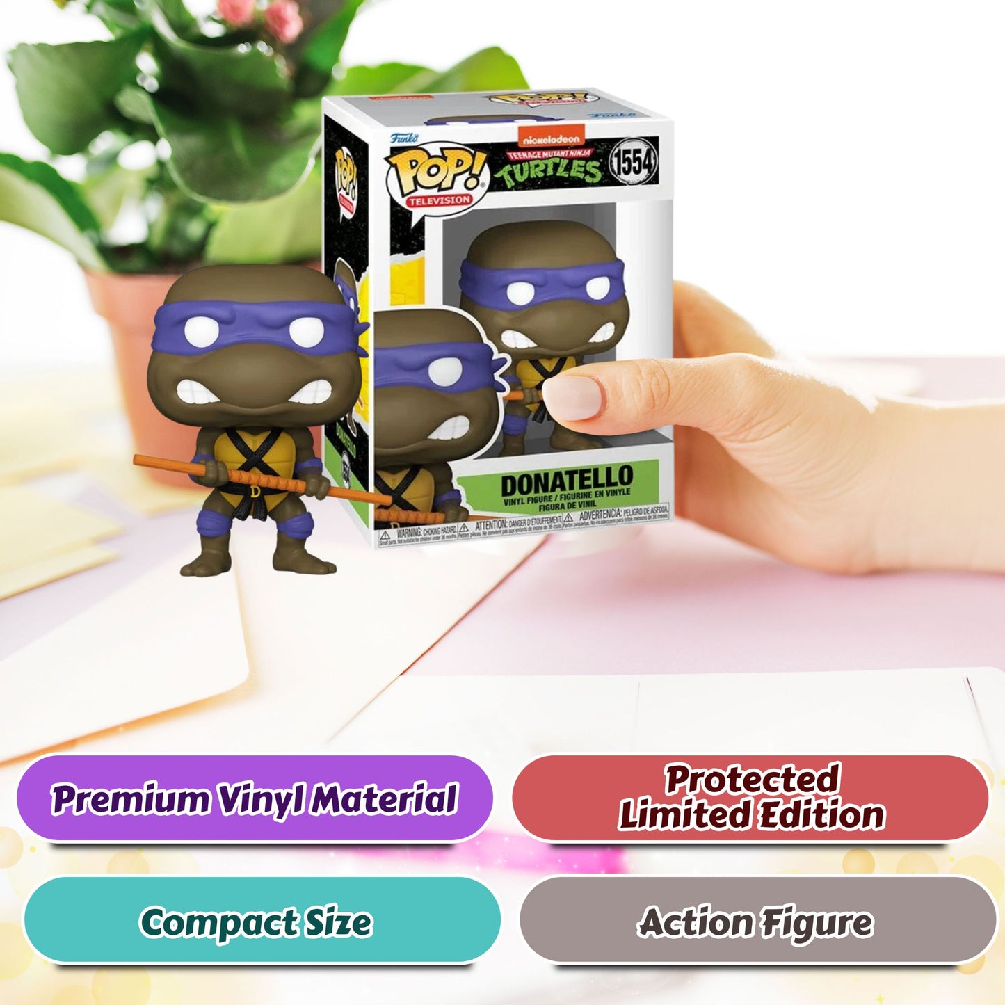 Donatello with Bo-Staff Funko Pop! Television Nickelodeon Teenage Mutant Ninja Turtles - Approx. 3 1/2" Collectible Vinyl Figure #1554 with Display Box Protector Case (PRE-ORDER)