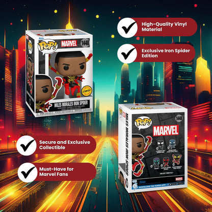 Miles Morales Iron Spider Funko Pop! Marvel Spider-Man Comics - Approx. 4 1/2" Collectible Chase Limited Edition Vinyl Figure #1448 with Display Box Protector Case