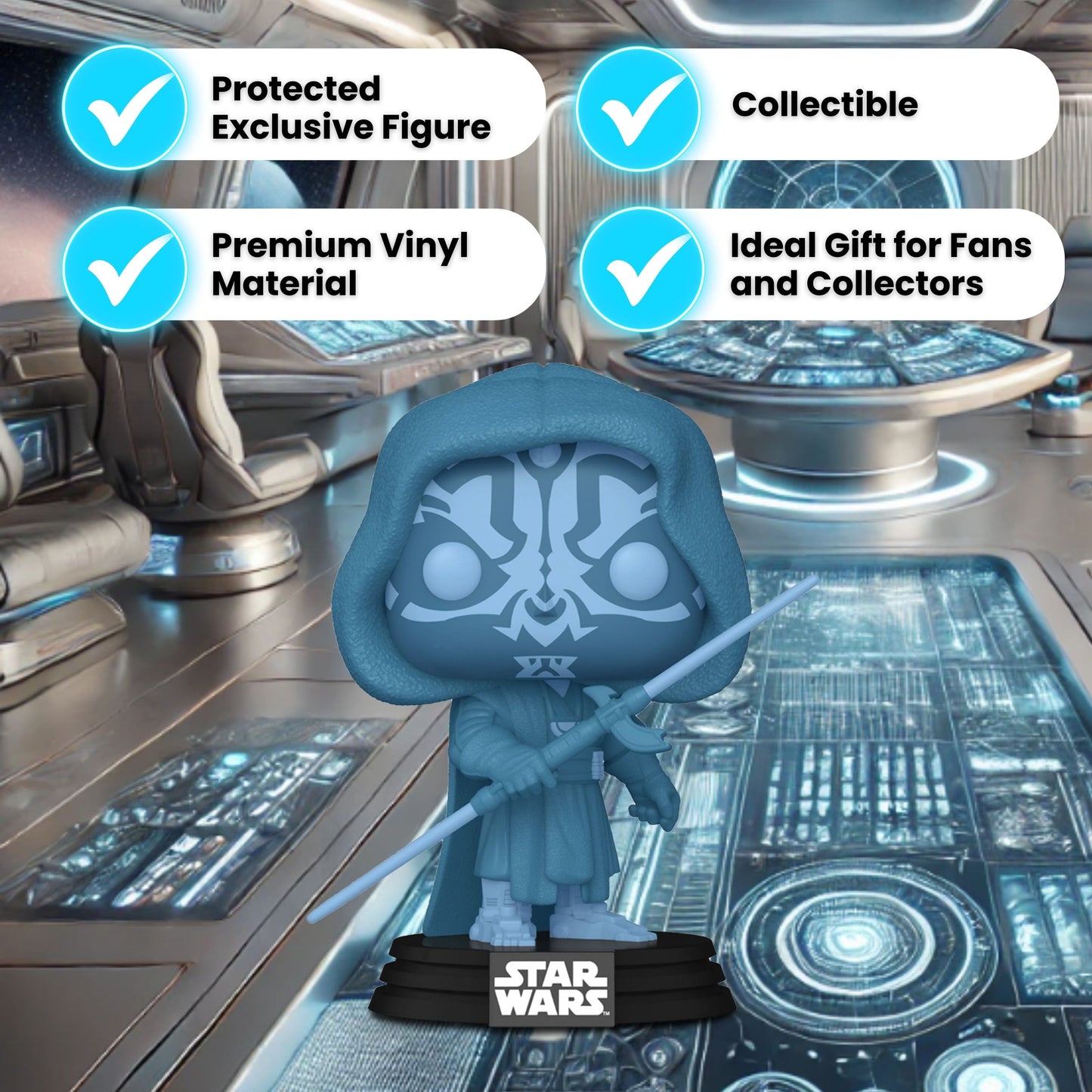 Darth Maul Funko Pop! Star Wars - Specialty Series Limited Edition - Collectible Glows In The Dark Vinyl Figure #740 with  Display Box Protector Case