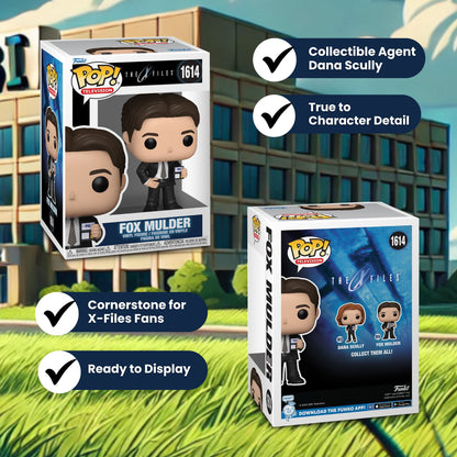 Fox Mulder Funko Pop! Television: The X-Files - Sci-Fi TV Series Character - Approx. 4" Collectible Vinyl Figure #1614 in Window Display Box