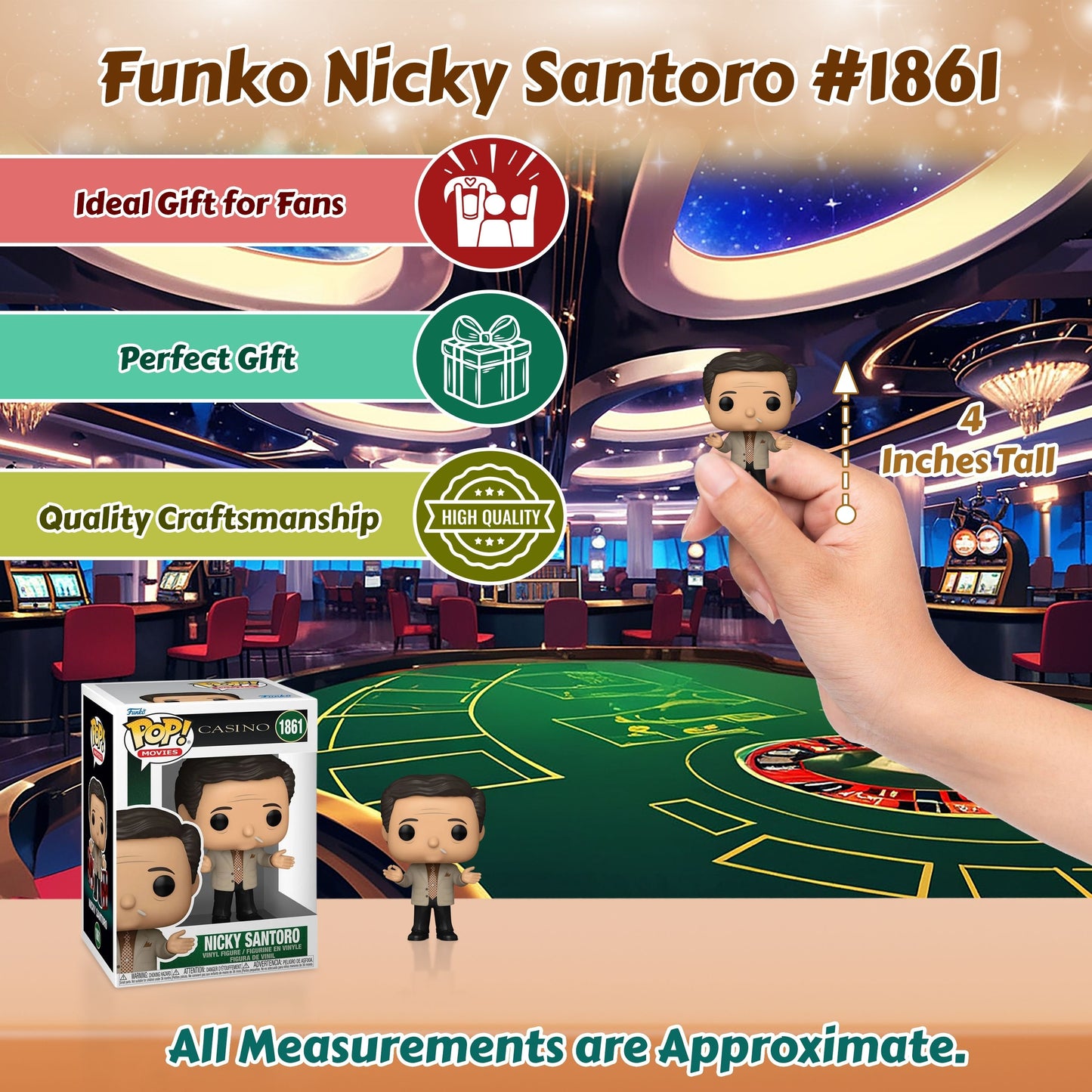Nicky Santoro Funko Pop! Movies Casino - Approx. 4" Collectible Vinyl Figure #1861 with Display Box Protector Case