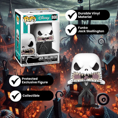 Jack Skellington Funko Pop! Disney The Nightmare Before Christmas - Approx. 3 3/4" Collectible Vinyl Figure #808 with Display Box Protector Case