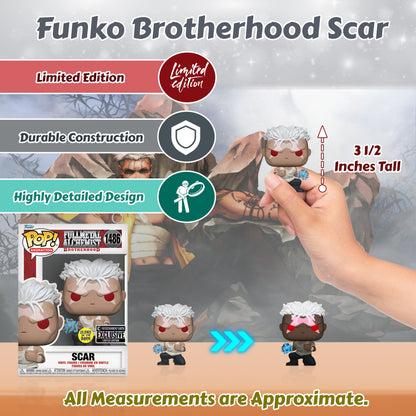 Scar Funko Pop! Animation Fullmetal Alchemist Brotherhood - Approx. 3 1/2" Collectible Glows In The Dark Entertainment Earth Exclusive Limited Edition Vinyl Figure #1486 with Display Box Protector Case