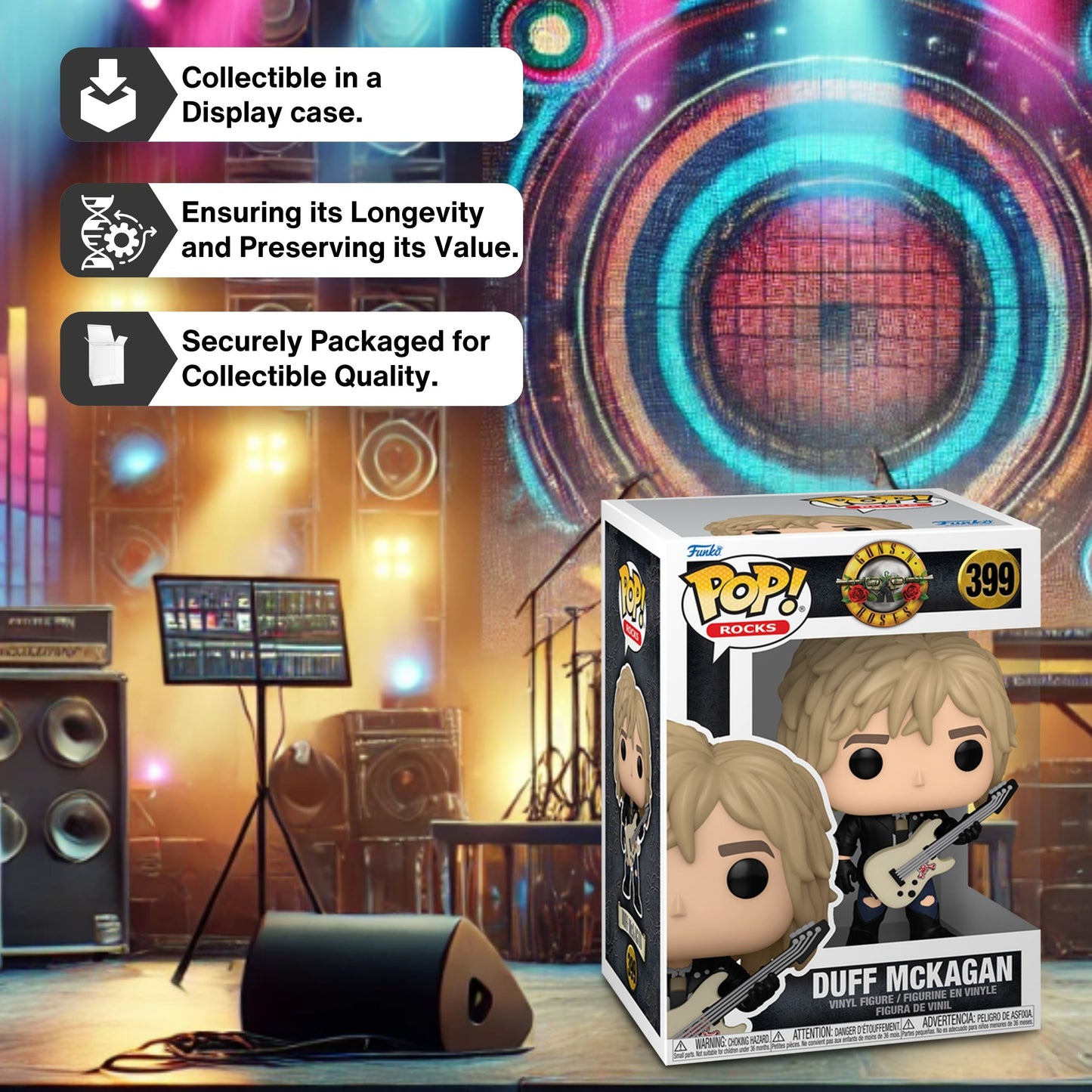 Duff McKagan Funko Pop! Rocks Guns N Roses - The Legendary Bassist Collectible Vinyl Figure #399 with Display Box Protector Case