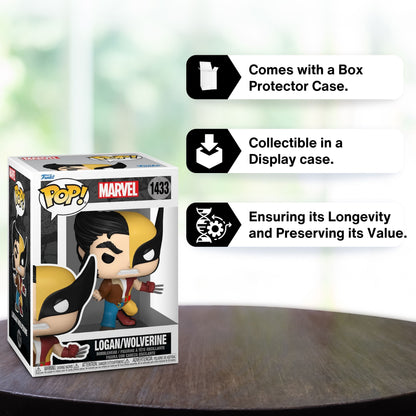Split Logan/Wolverine Funko Pop! Marvel - Approx. 4 1/4" Collectible Vinyl Figure #1433 with Display Box Protector Case