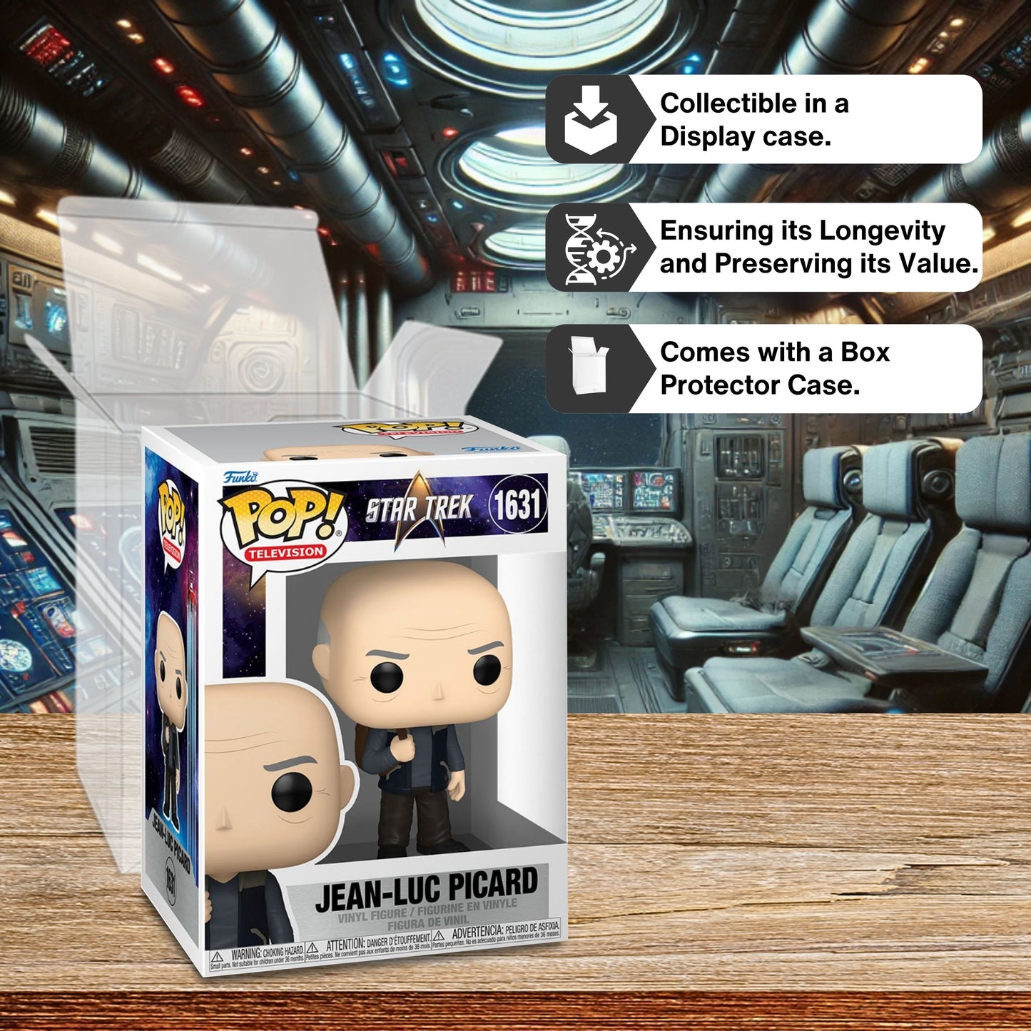 Jean-Luc Picard Funko Pop! Television: Star Trek - Approx. 3 3/4" Collectible Vinyl Figure 1631 with Window Display Box