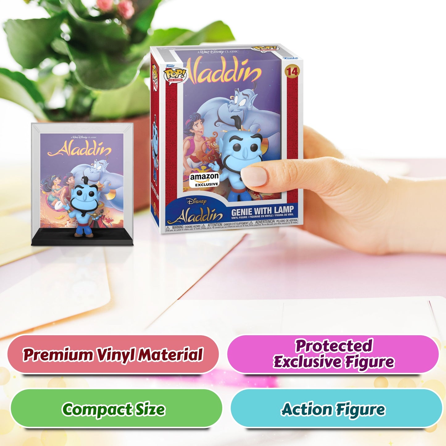 Genie with Lamp Funko Pop! VHS Covers Alladin - Approx. 4.5" Collectible Vinyl Figure #14 with Case