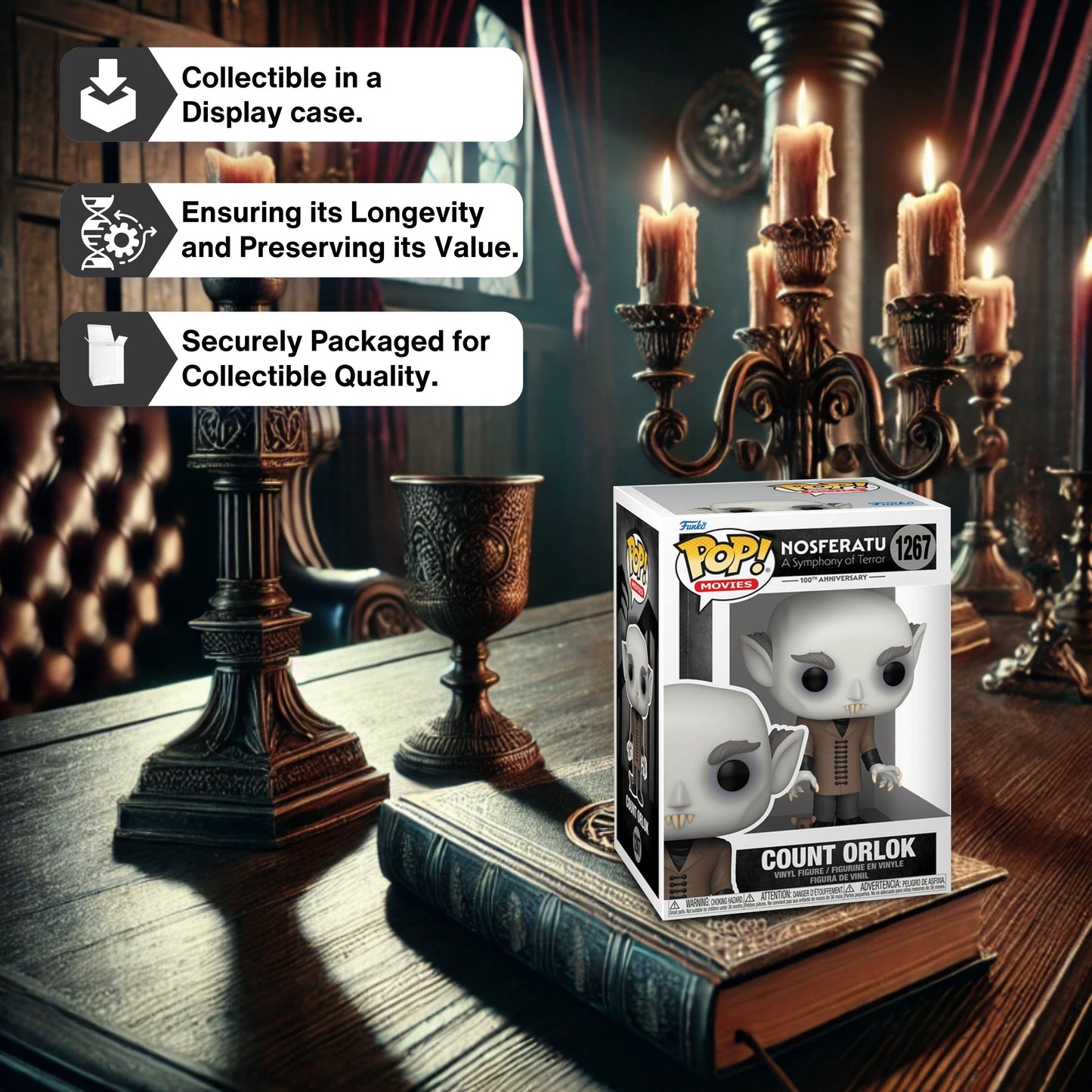 Count Orlok Funko Pop! Movies: Nosferatu A Symphony of Terror - Horror Collectible Vinyl Figure #1267 with Display Box Protector Case