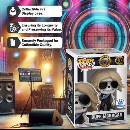 Duff McKagan Skeleton Funko Pop! Rocks Guns N Roses - The Legendary Bassist - Approx. 3.8" Collectible Exclusive Vinyl Figure #403 with Display Box Protector Case