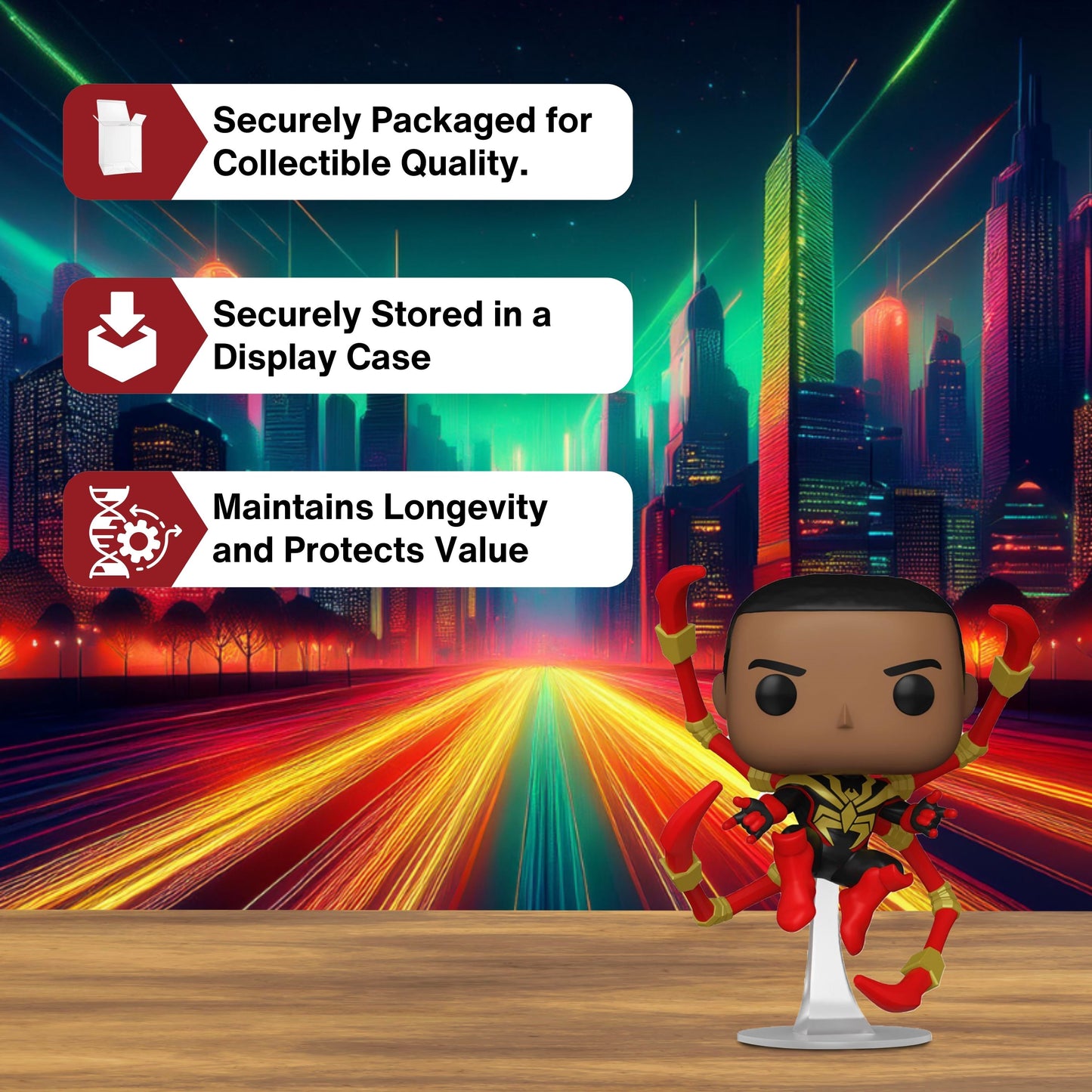Miles Morales Iron Spider Funko Pop! Marvel Spider-Man Comics - Approx. 4 1/2" Collectible Chase Limited Edition Vinyl Figure #1448 with Display Box Protector Case