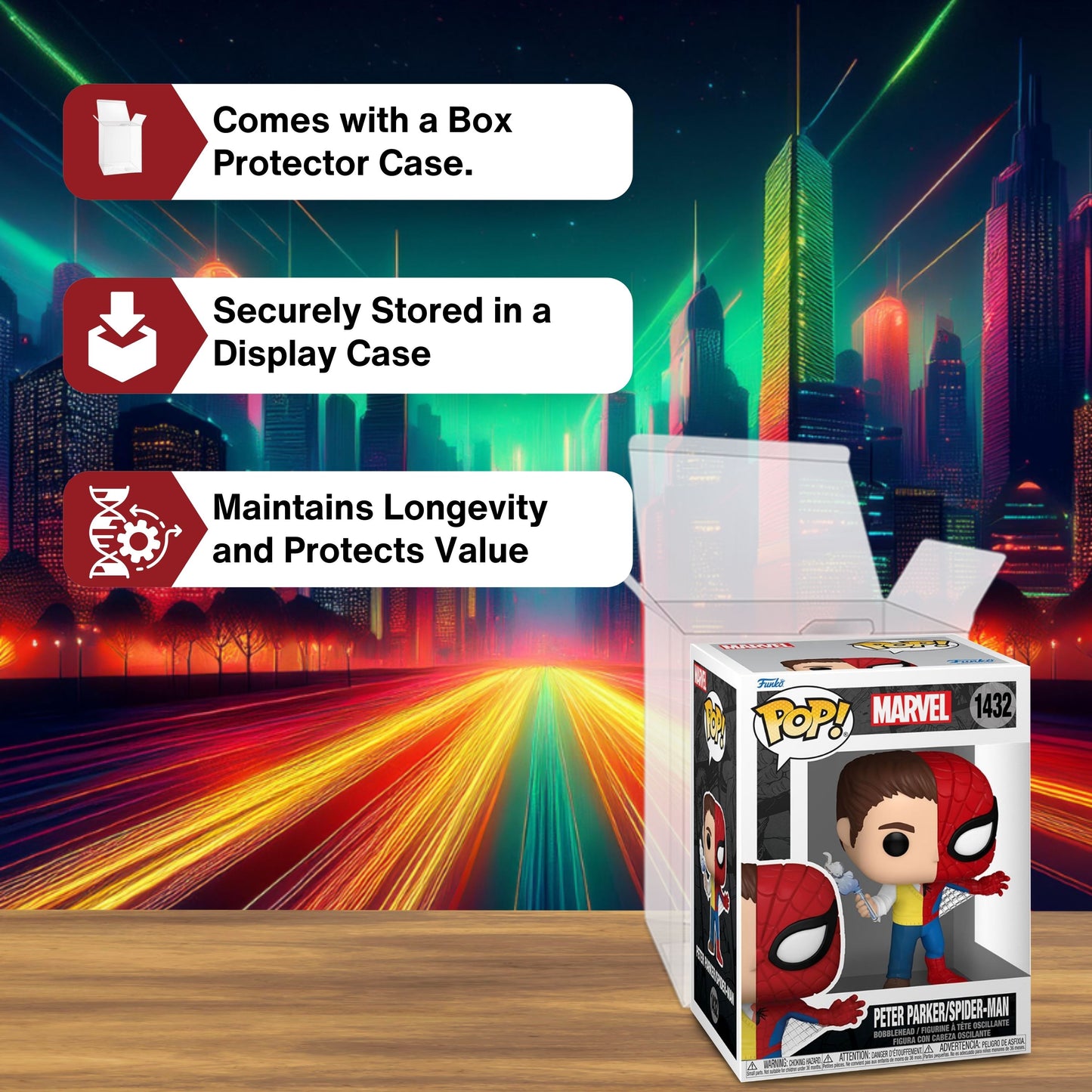 Split Peter Parker/Spider-Man Funko Pop! Marvel Comics  - Approx. 3 3/4" Collectible Vinyl Figure #1432 with Case