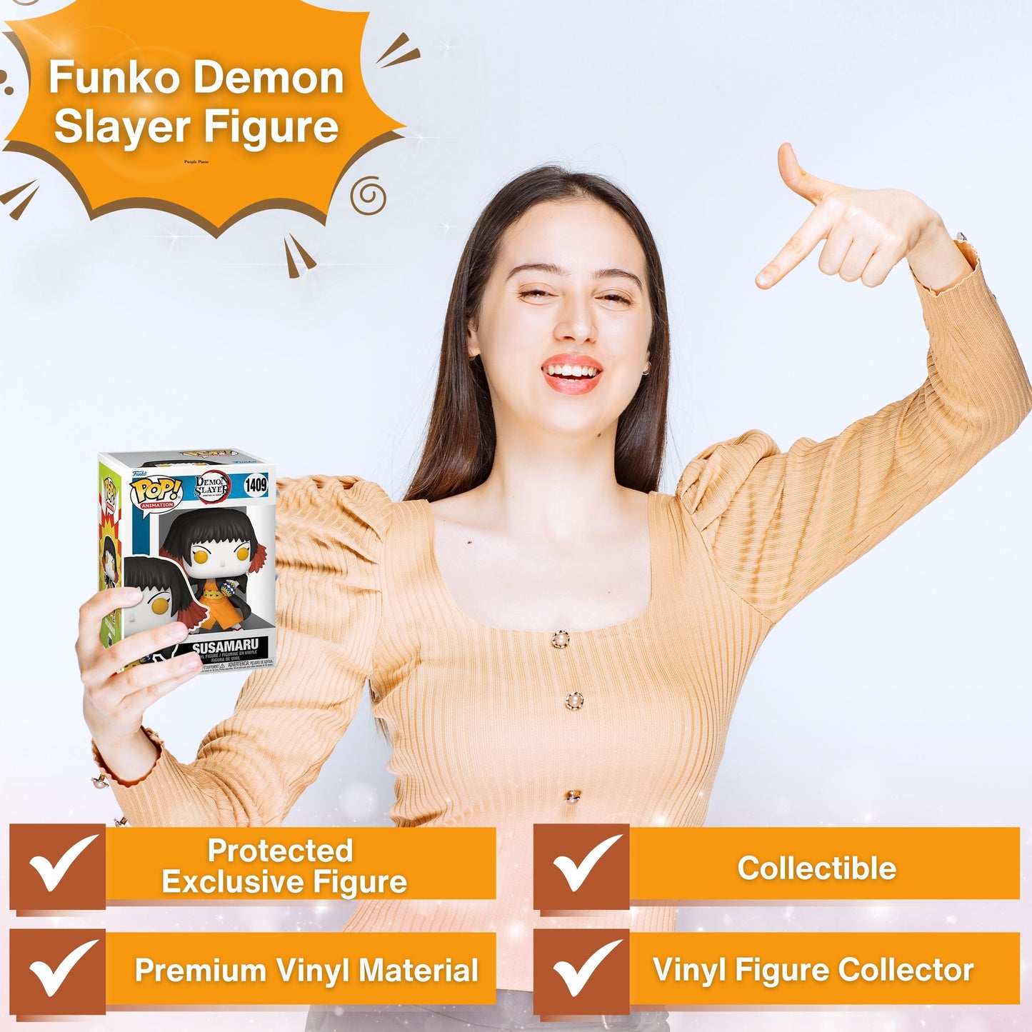 Susamaru Funko Pop! Animation: Demon Slayer - Approx. 4" Collectible Vinyl Figure #1409 with Display Box Protector Case