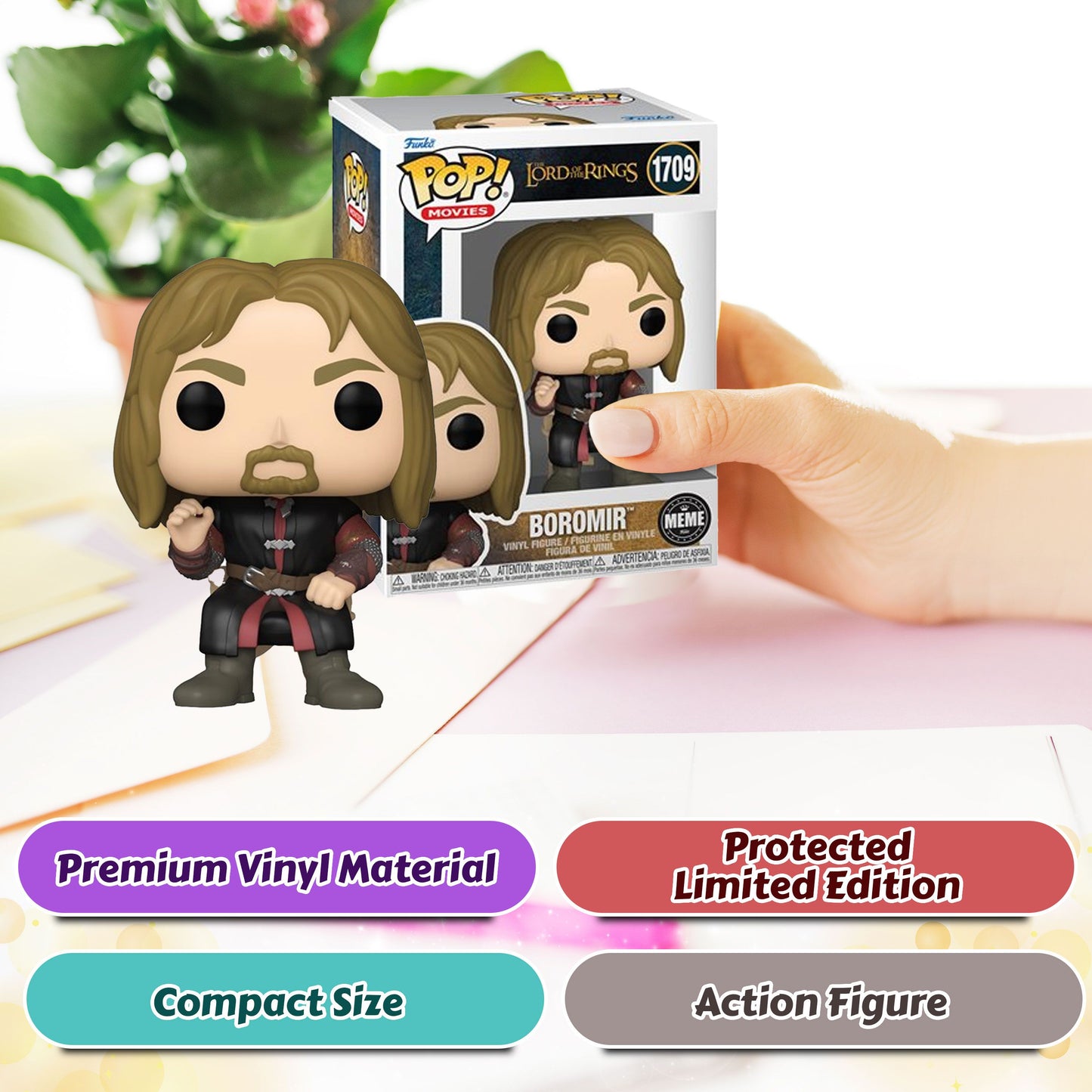 Boromir Meme Funko Pop! Movies: The Lord of the Rings - Approx. 3 1/2" Collectible Vinyl Figure #1709 with Display Box Protector Case