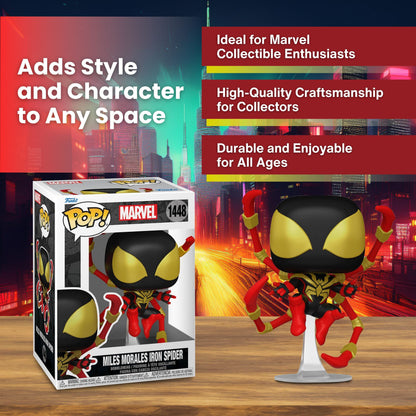 Miles Morales Iron Spider Funko Pop! Marvel Spider-Man Comics - Approx. 4 1/2" Collectible Vinyl Figure #1448 with Display Box Protector Case