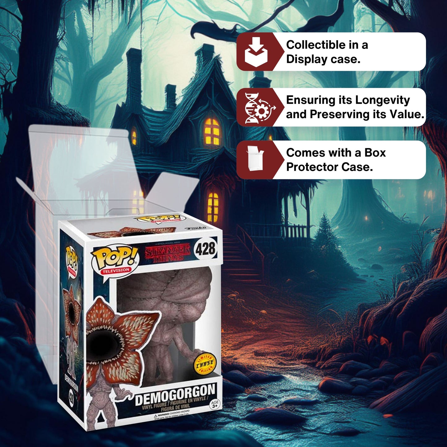 Demogorgon Funko Pop! Television: Stranger Things  - Chase Limited Edition Collectible Vinyl Figure #428 with Display Box Protector Case