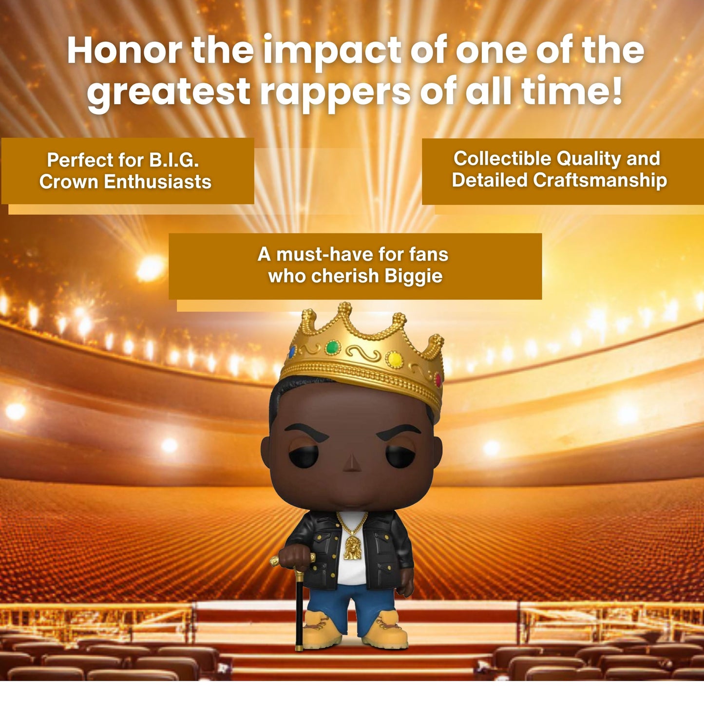 Notorious B.I.G with Crown Funko Pop! Rocks - Approx. 3 3/4" Hip-Hop Icon Collectible Vinyl Figure #77 with Display Box Protector Case