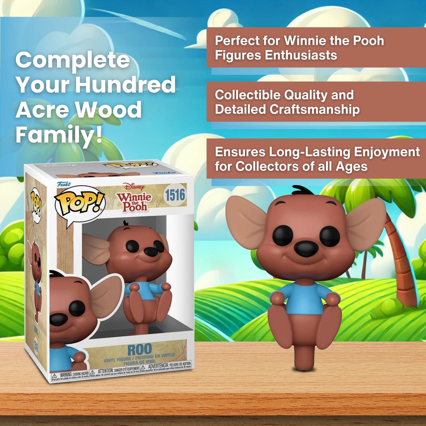 Roo Funko Pop! Disney Winnie The Pooh - Approx. 3 1/2" Collectible Vinyl Figure #1516 with Display Box Protector Case