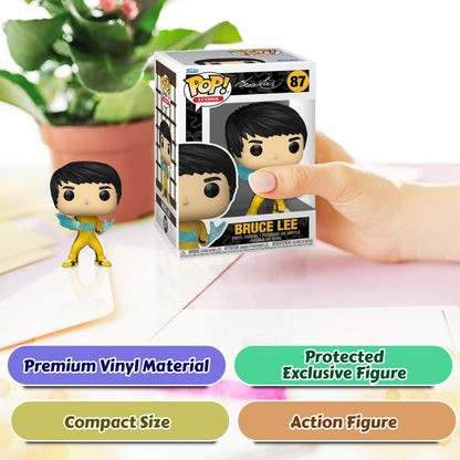 Bruce Lee Funko Pop! Icons Martial Artist - Approx. 3.9" Collectible Vinyl Figure #87 with  Display Box Protector Case