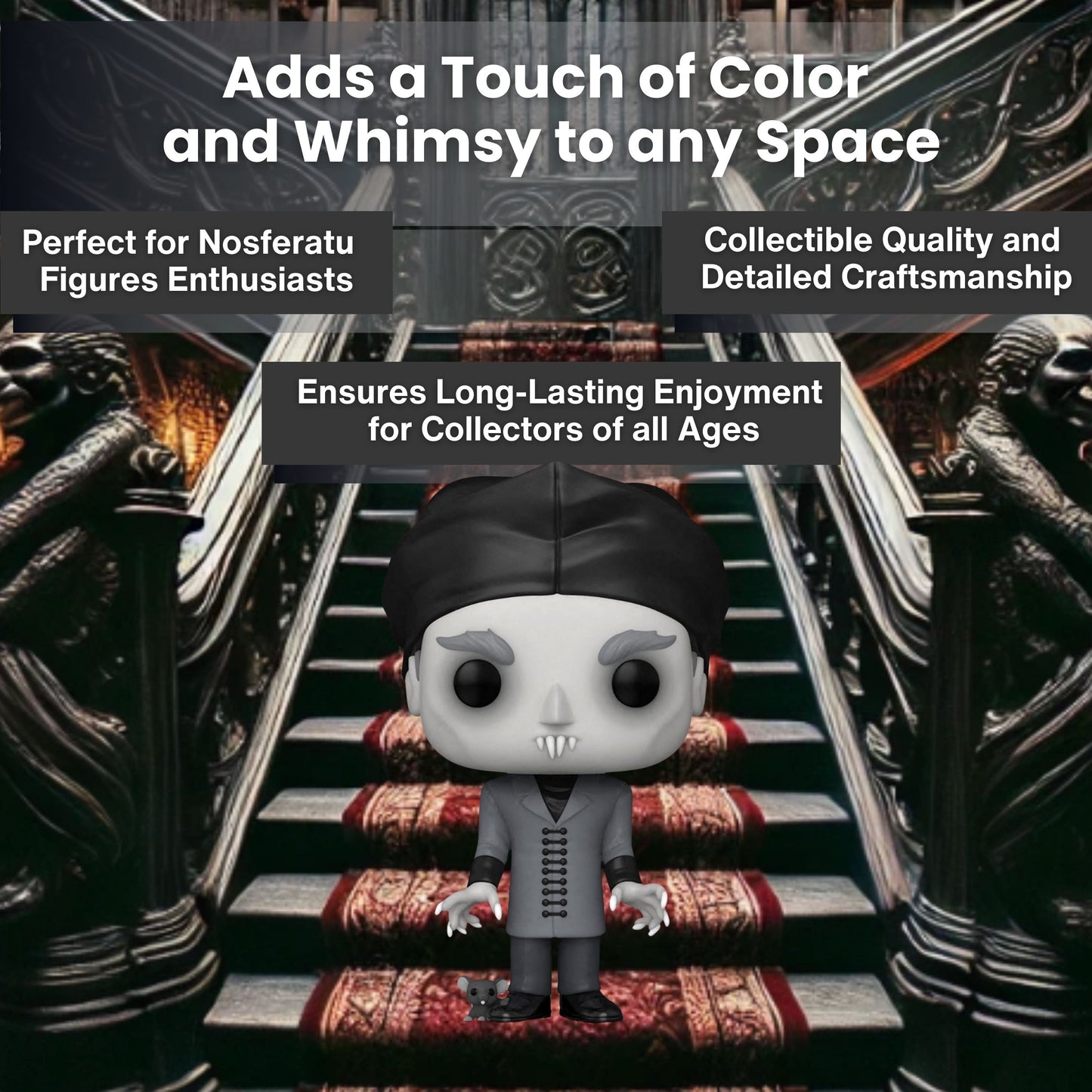 Count Orlok Funko Pop! Movies: Nosferatu A Symphony of Terror - B&W Chase Limited Edition Horror Collectible Vinyl Figure #1267 with Display Box Protector Case