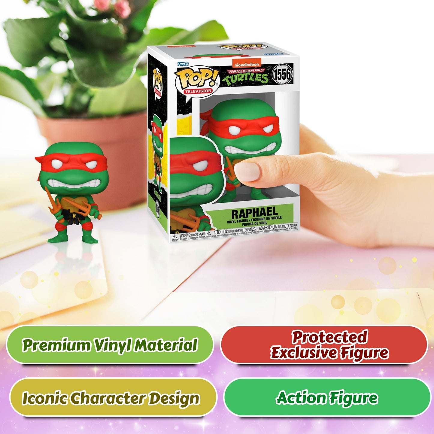 Raphael with Sais Funko Pop! Television: Nickelodeon Teenage Mutant Ninja Turtles - Approx. 3 1/2" Collectible Vinyl Figure #1556 with Display Box Protector Case