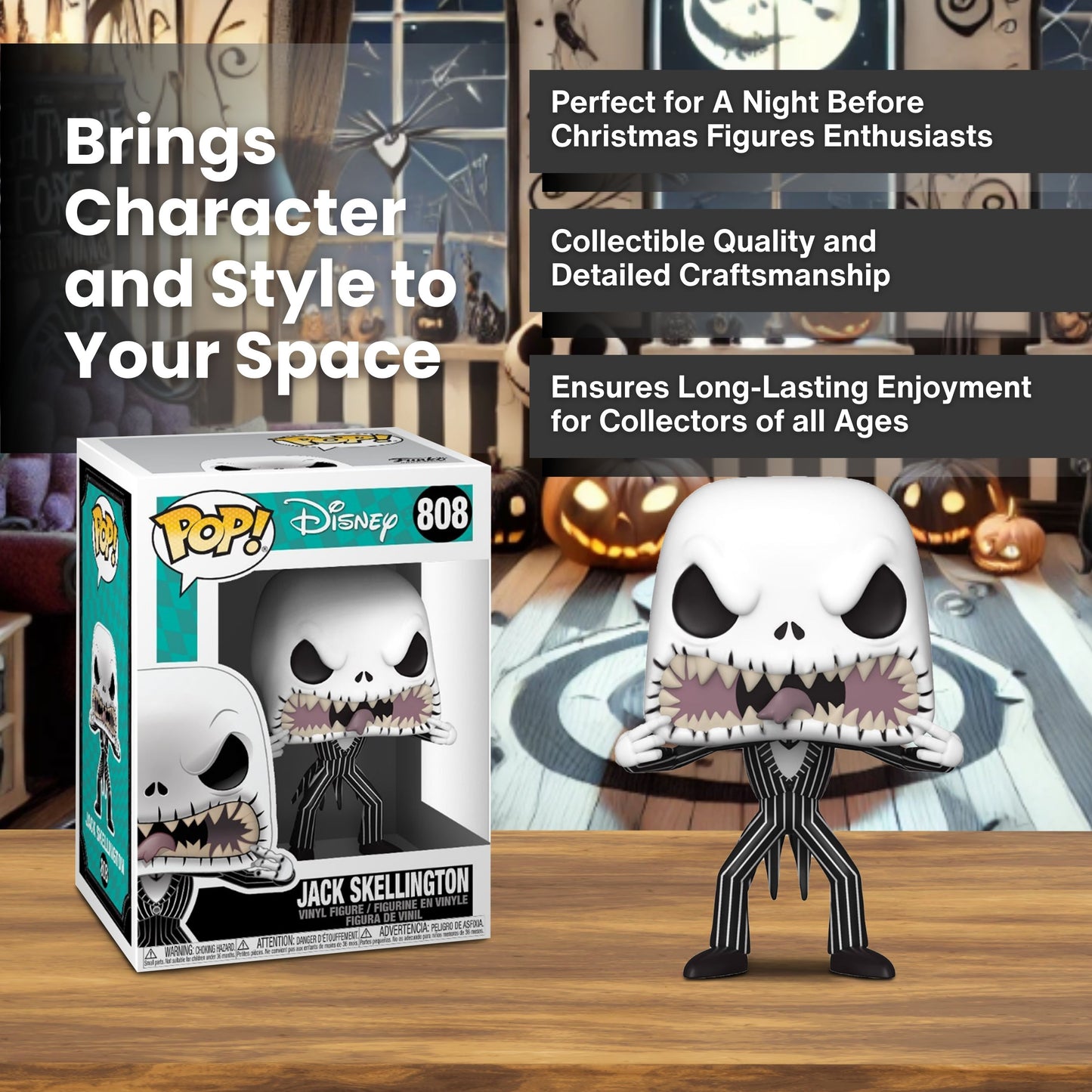 Jack Skellington Funko Pop! Disney The Nightmare Before Christmas - Approx. 3 3/4" Collectible Vinyl Figure #808 with Display Box Protector Case