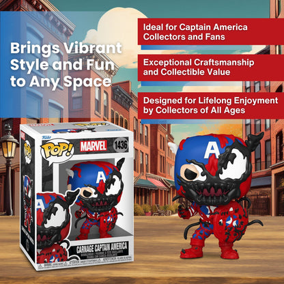 Carnage Captain America Funko Pop! Marvel - Approx. 3 3/4" Collectible Vinyl Figure #1436 with Display Box Protector Case