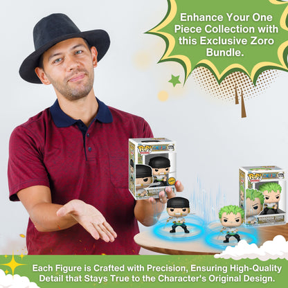 Roronoa Zoro with Sword (2024) #1775 Funko Pop! Animation One Piece - Set of 2 (Includes Common and Chase Variant) - Collectible Vinyl Figure