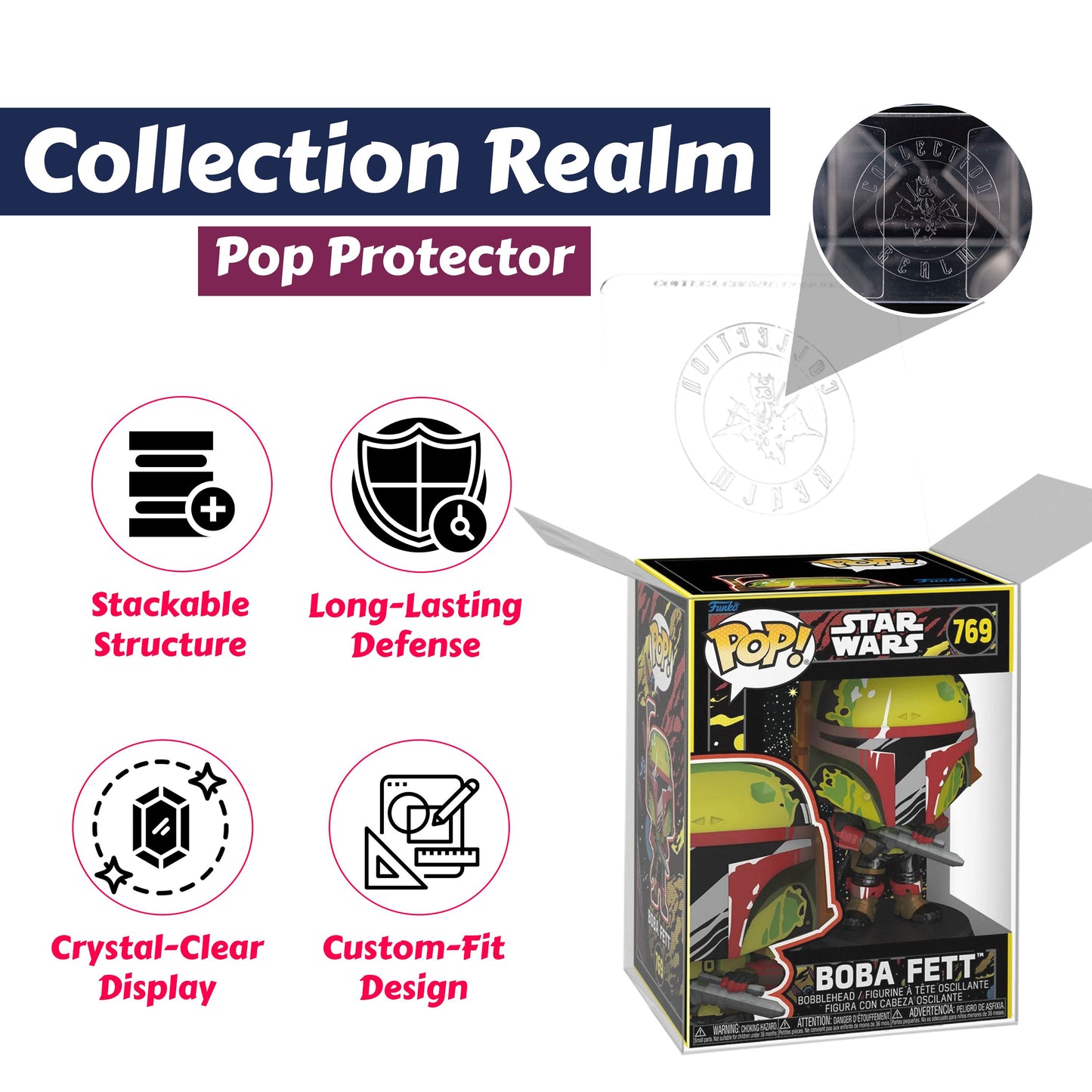 Boba Fett (Retro) Funko Pop! Star Wars: The Book of Boba Fett - Approx. 5" Collectible Vinyl Figure #769 Bundledi # Bundled with Display Box Protector Case