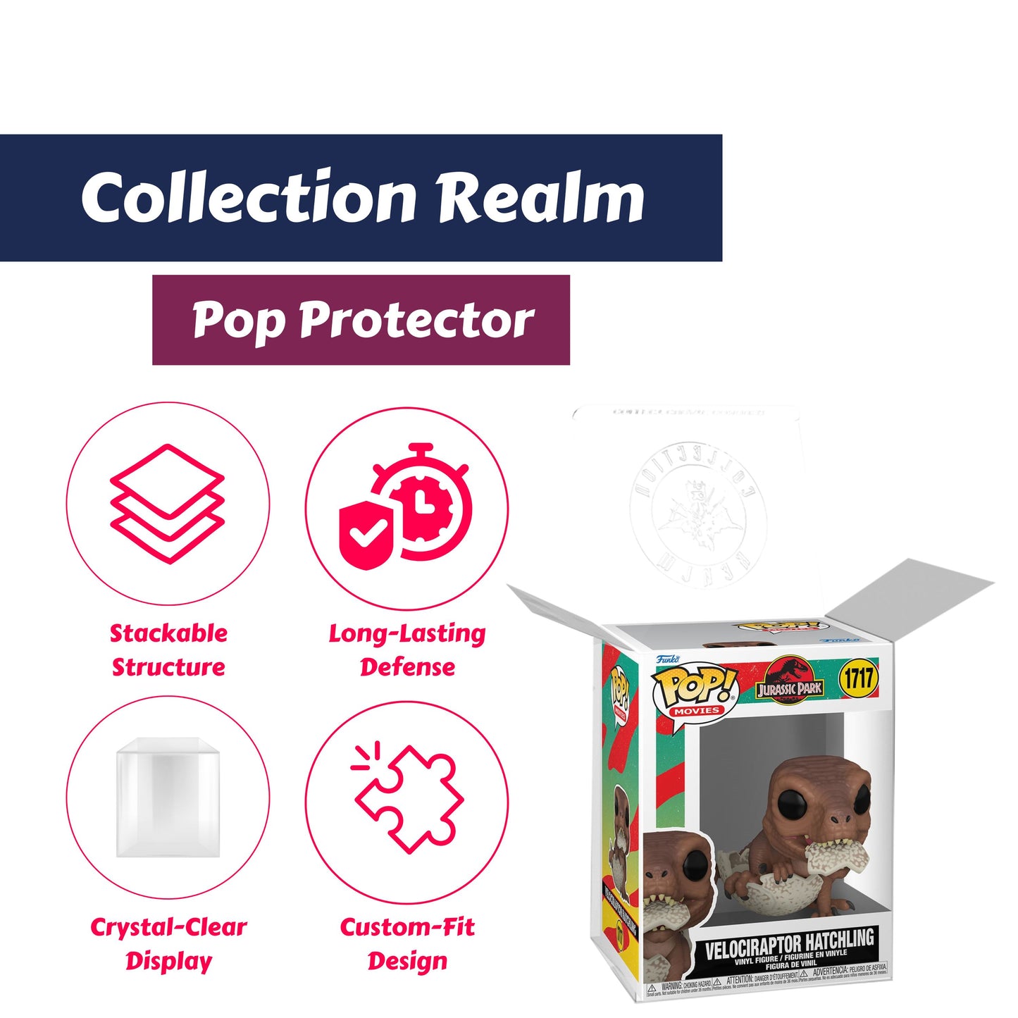 Velociraptor Hatchling Funko Pop! Movies Jurassic Park - Approx. 2 1/2" Collectible Vinyl Figure #1717 with Display Box Protector Case