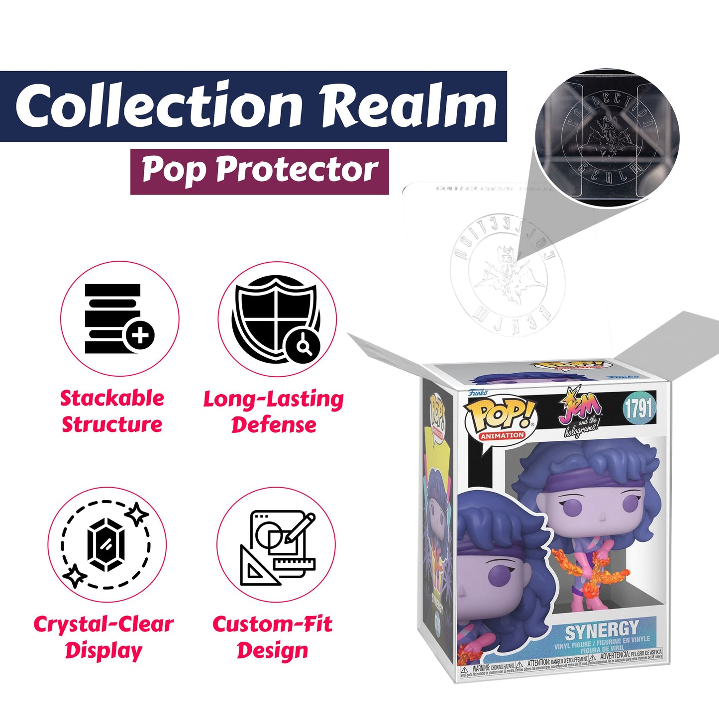 Synergy Funko Pop! Animation Jem and the Holograms - Approx. 3 3/4" Collectible Vinyl Figure #1791 with Display Box Protector Case
