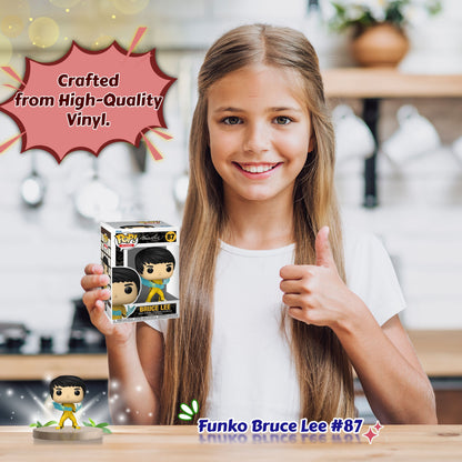 Bruce Lee Funko Pop! Icons Martial Artist - Approx. 3.9" Collectible Vinyl Figure #87 with  Display Box Protector Case