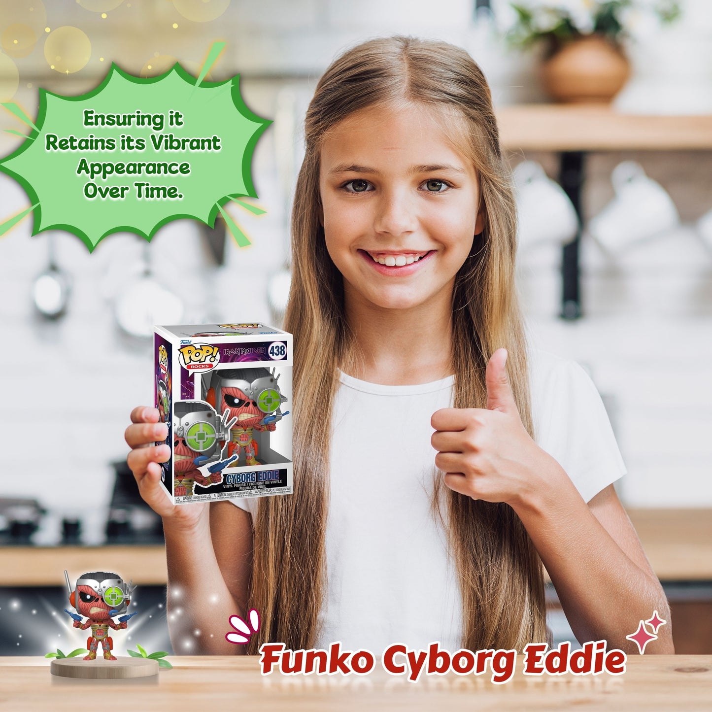 Cyborg Eddie Funko Pop! Rocks Iron Maiden - Approx. 4 3/4" Collectible Vinyl Figure #438 with Display Box Protector Case